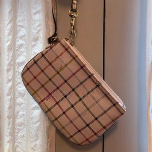 Cream leather Coach wristlet